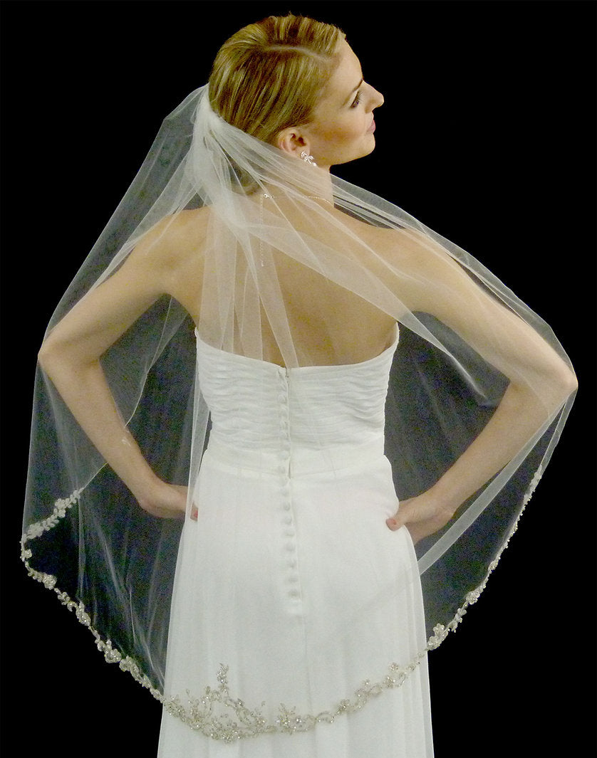 Chelsie – Beaded edge crystal wedding veil