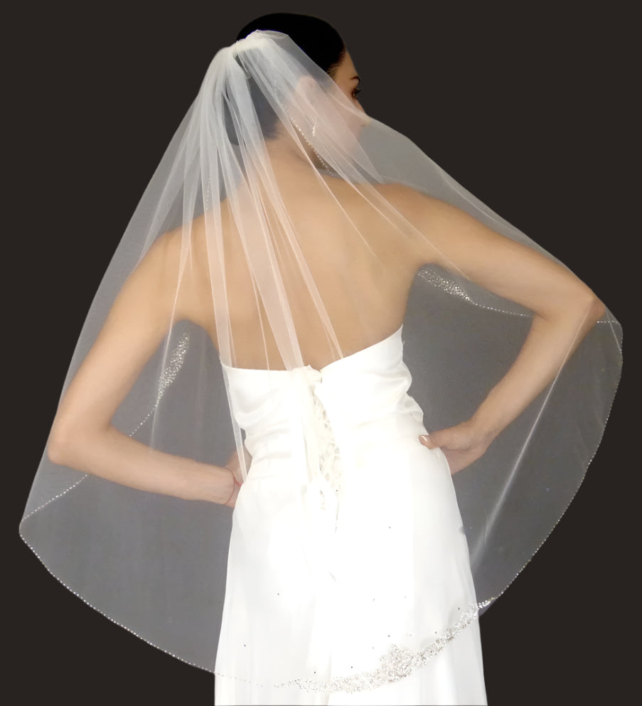 Serenella – Beaded edge crystal wedding veil
