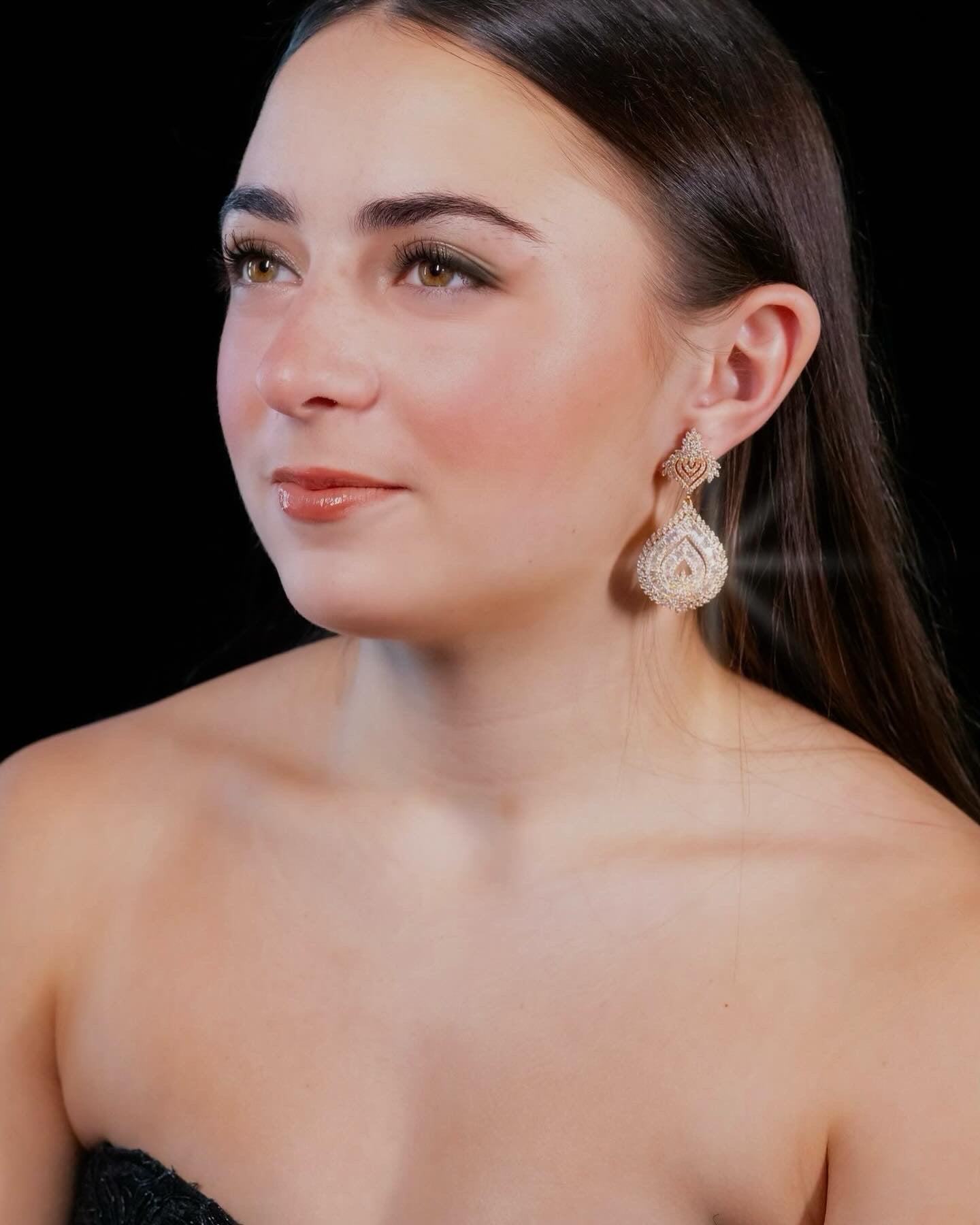 Arona- Stunning crystal Statement gold earrings