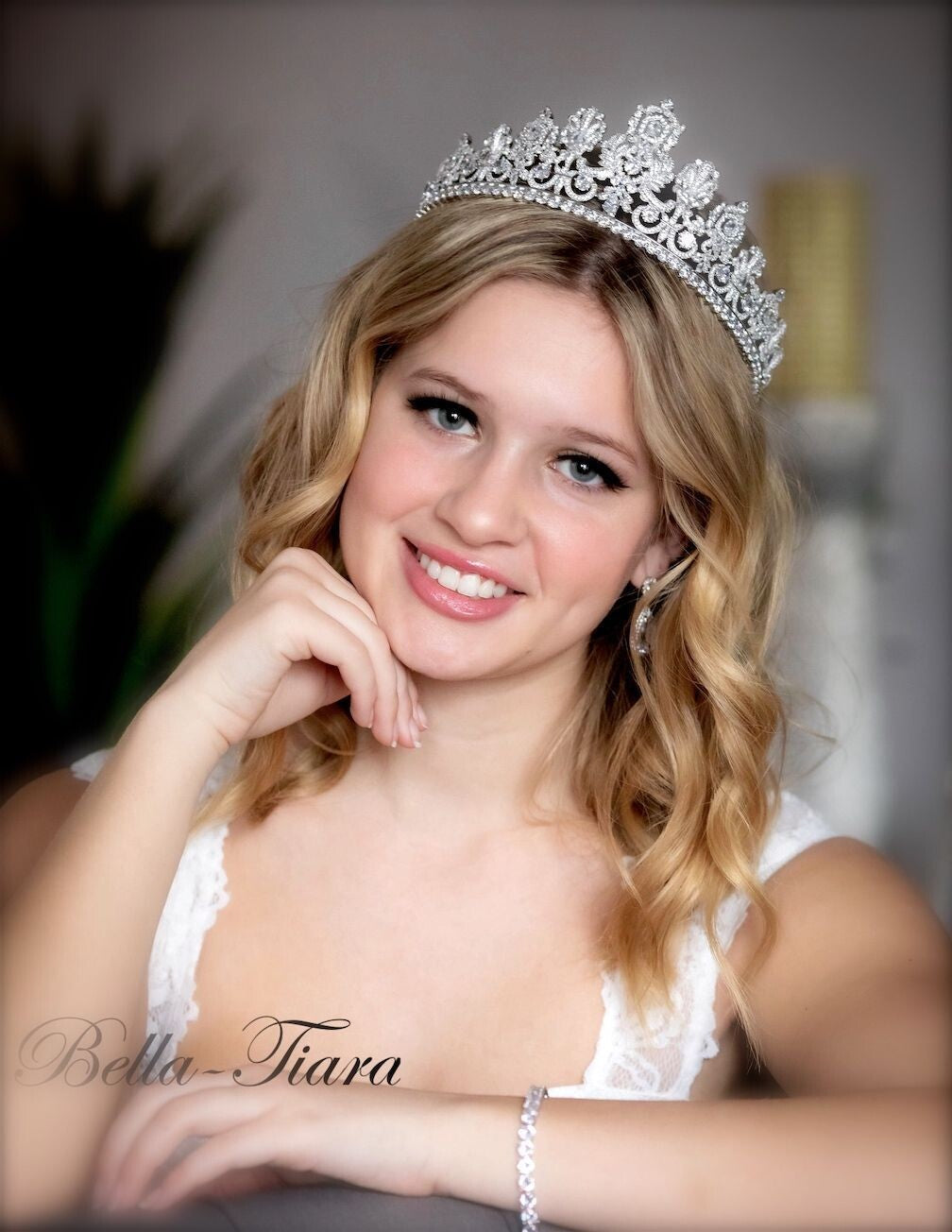 Elizabeth Grace - Regal Swarovski Crystal Wedding Tiara