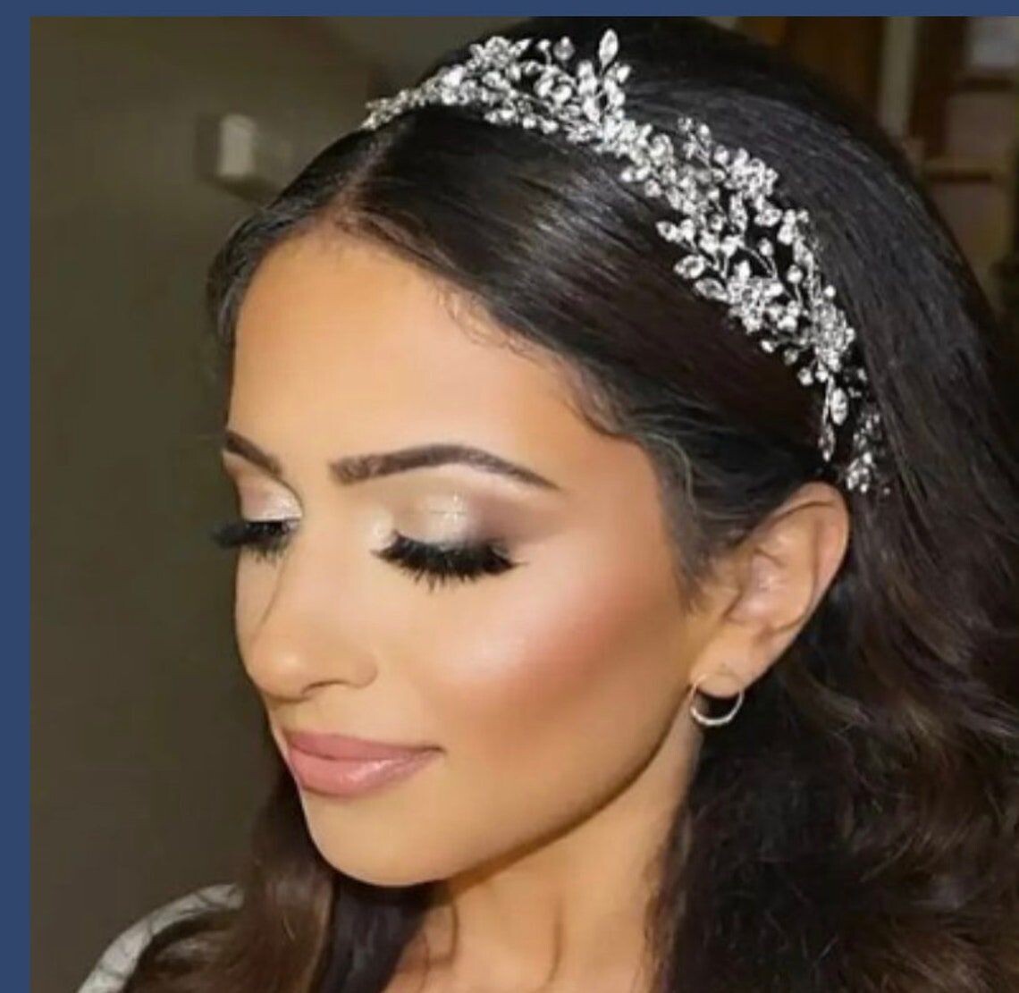 Romantic floral swarovski wedding hair vine