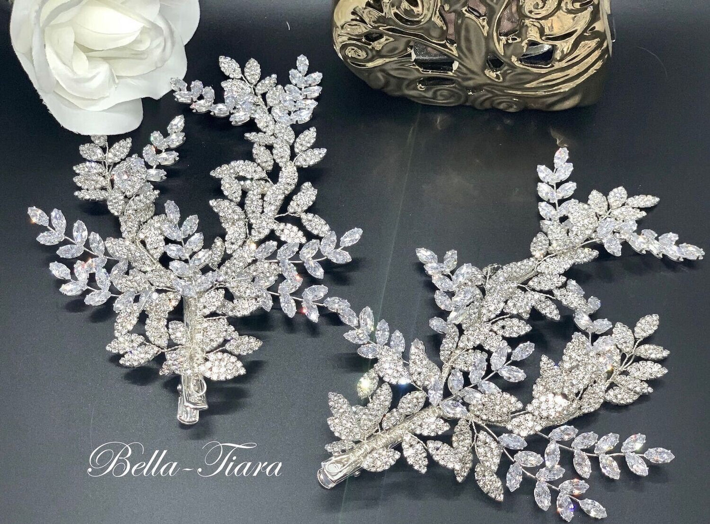 Gabriella - Couture Swarovski Crystal bridal side piece comb clips