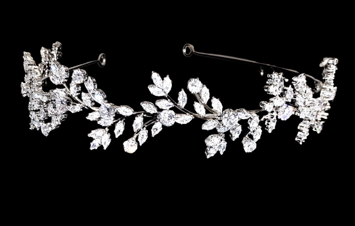 Roma, Crystal vine silver bridal headband
