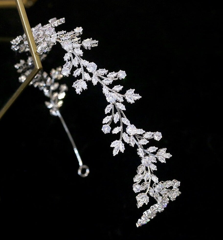 Roma, Crystal vine silver bridal headband