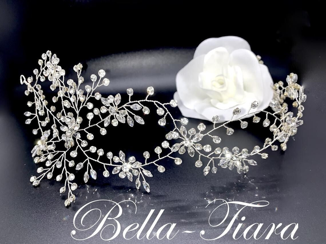 Sarah - Crystal wedding headpiece hairvine