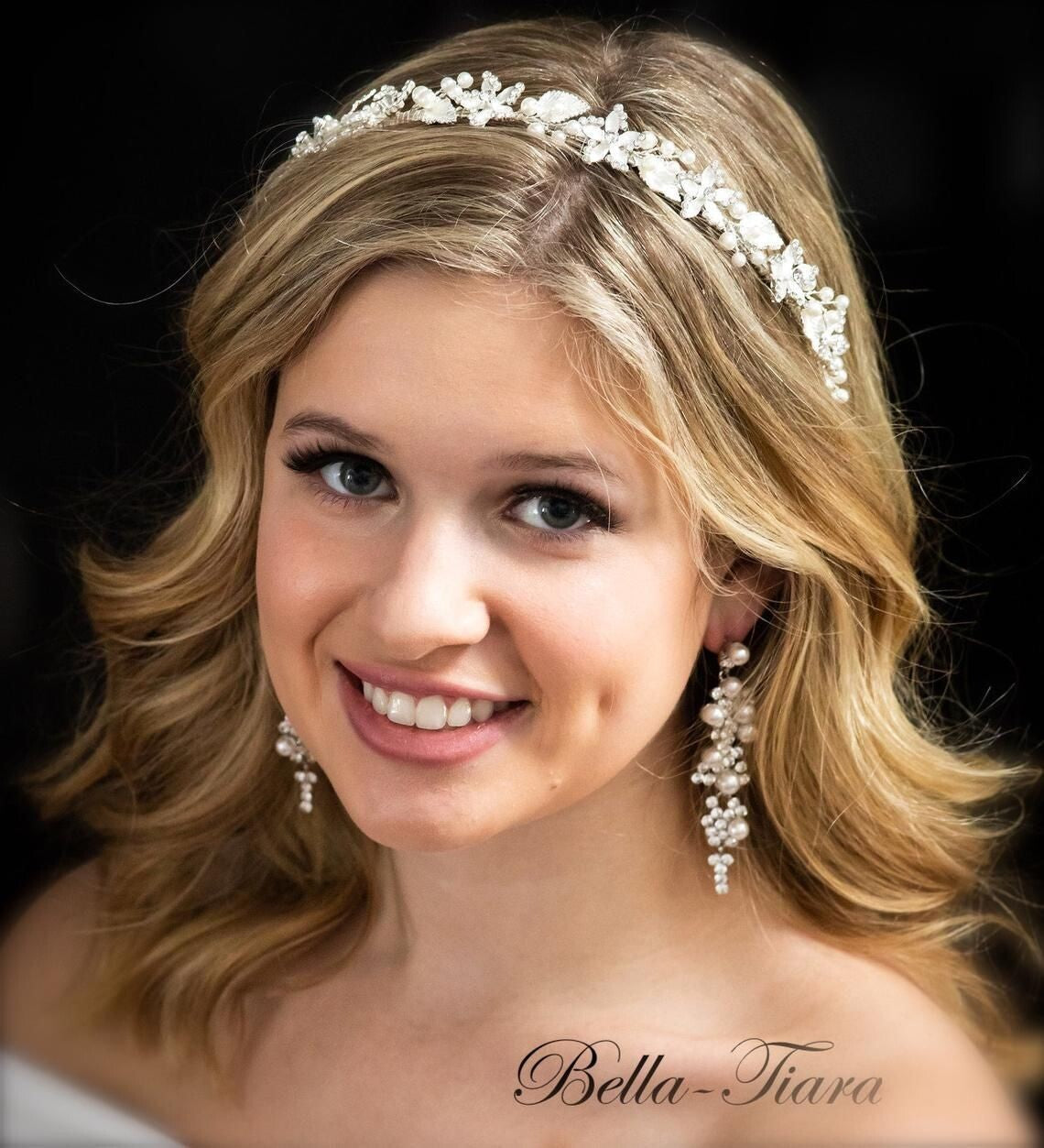 Mary - Crystal and pearl bridal headband