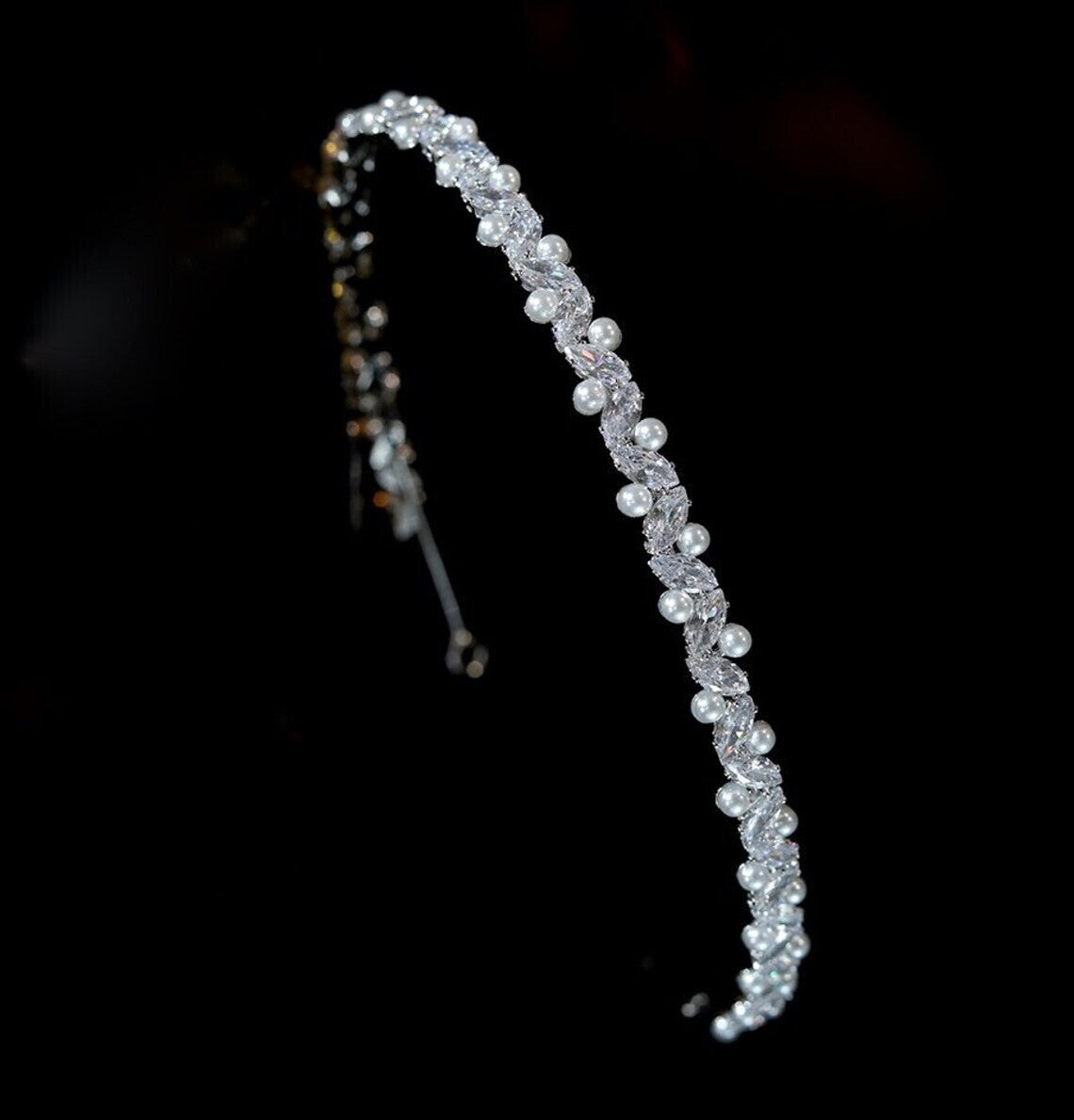Perlina, Beautiful Crystal and Pearl wedding headband