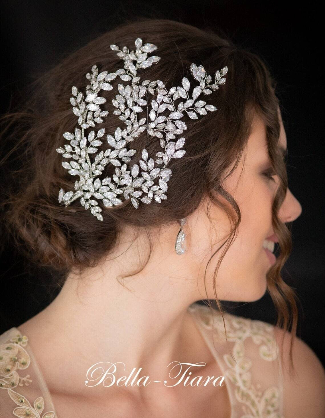 Savia - Swarovski pearl and crystal wedding headpiece