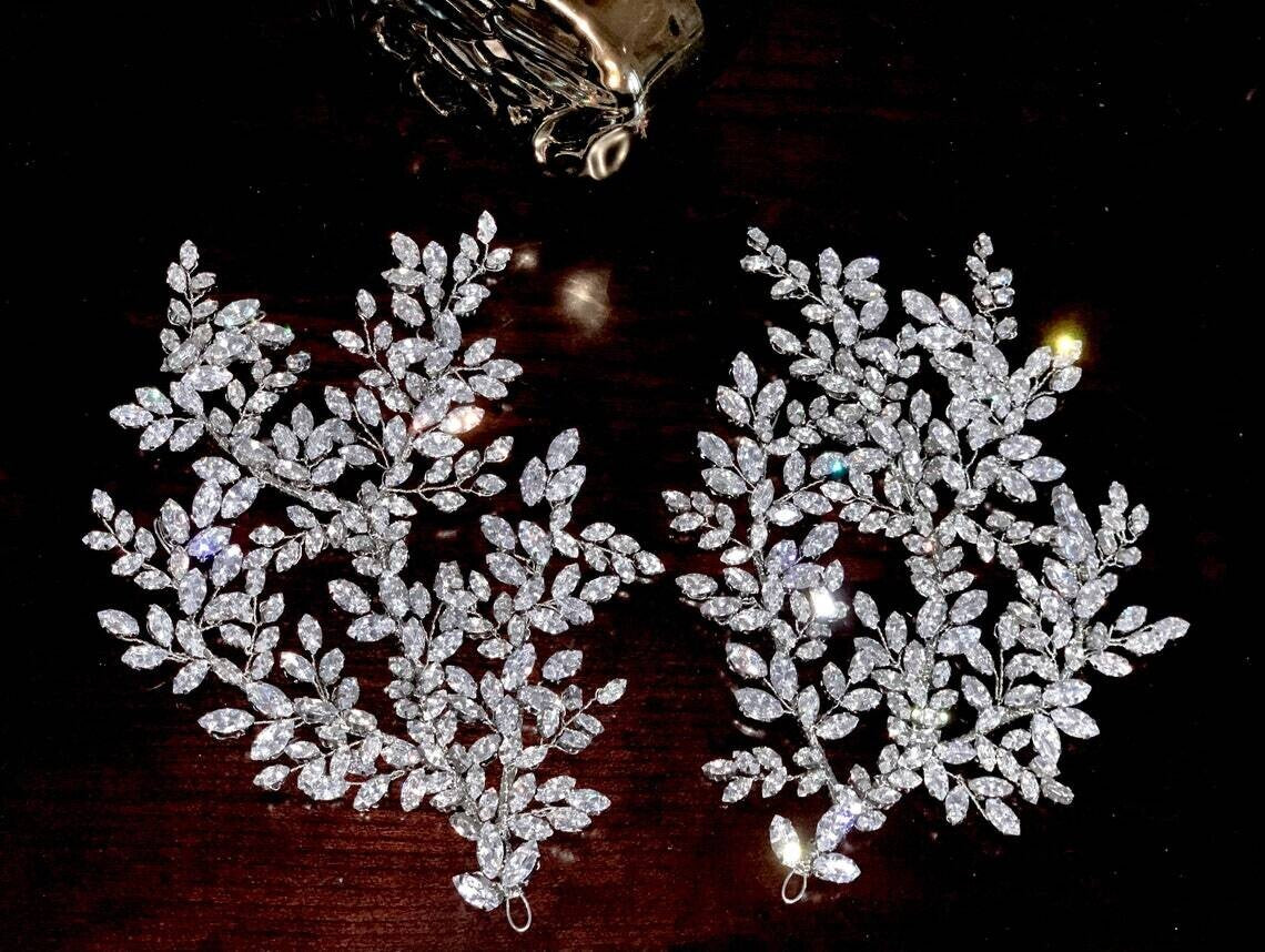 Alison - Crystal hairpiece side vine wedding headpiece