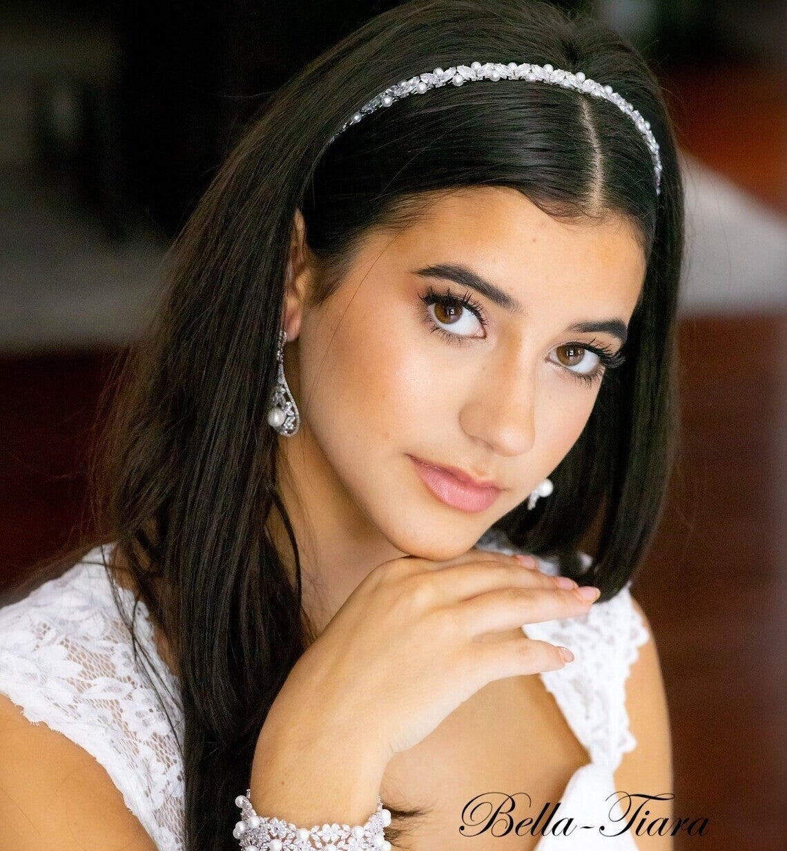 Perlina, Beautiful Crystal and Pearl wedding headband