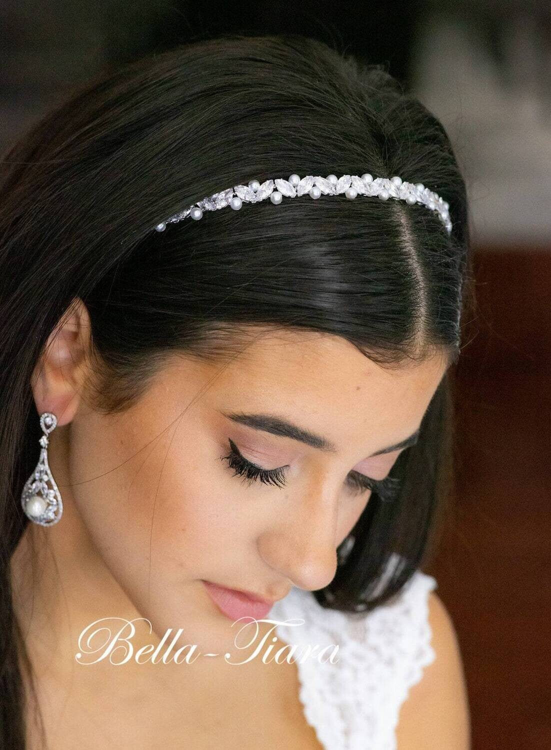 Perlina, Beautiful Crystal and Pearl wedding headband