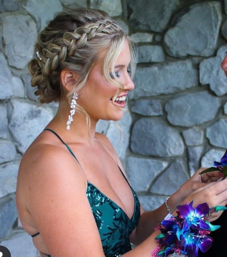 Swarovski crystal vine drop bridal earrings