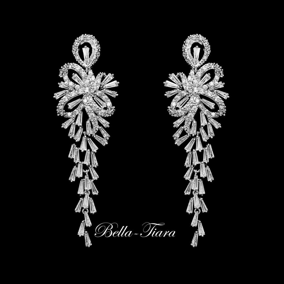 Dana - Beautiful swarovski crystal long bridal earrings