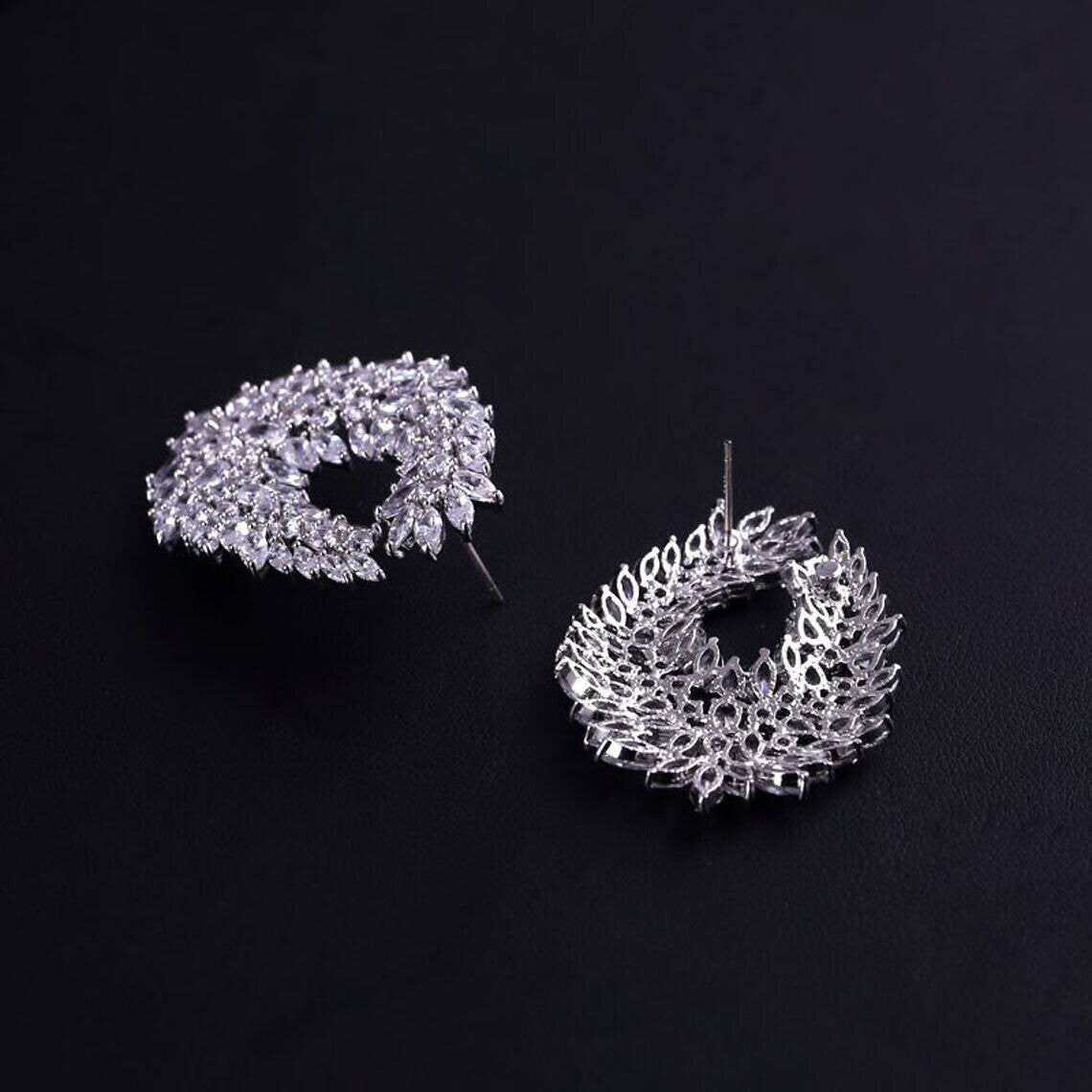 Zena - Glamorous CZ bridal crystal earrings
