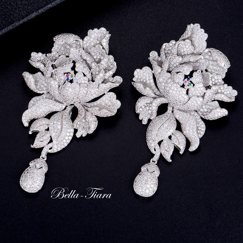 Mayrose - Glamorous crystal rose statement earrings
