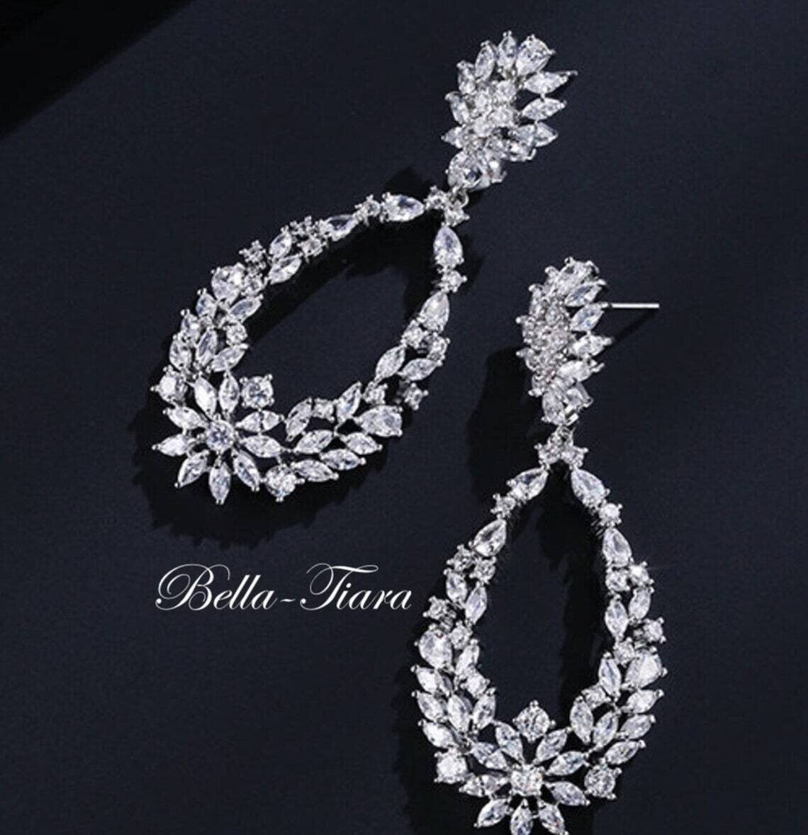 Adele - Beautiful Swarovski crystal drop bridal earrings