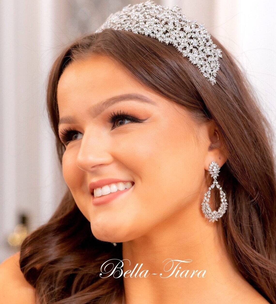 Adele, Rose Gold Crystal Drop Bridal Earrings