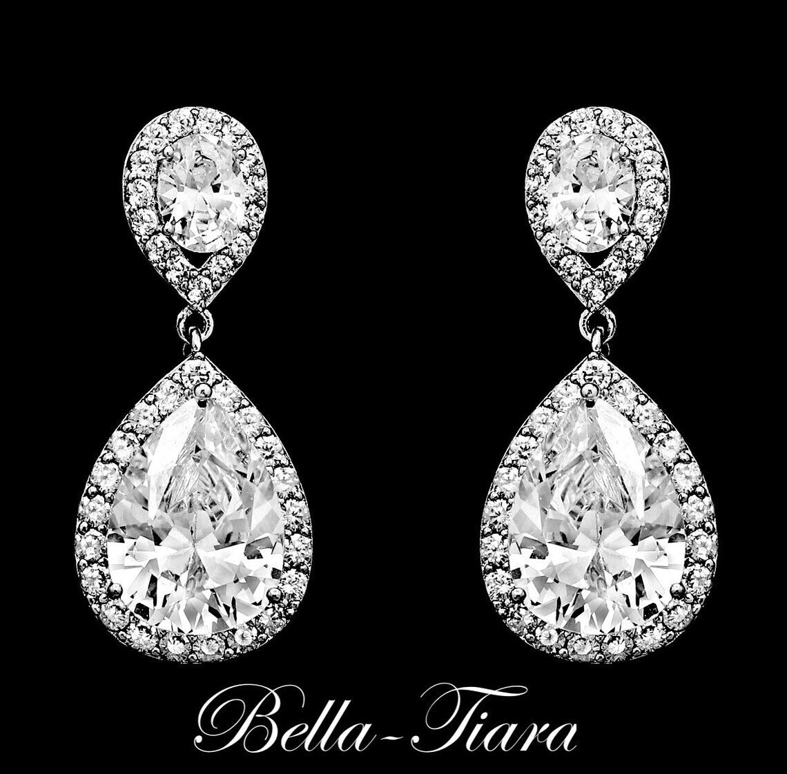 Mattea - Classic elegance CZ bridal drop earrings