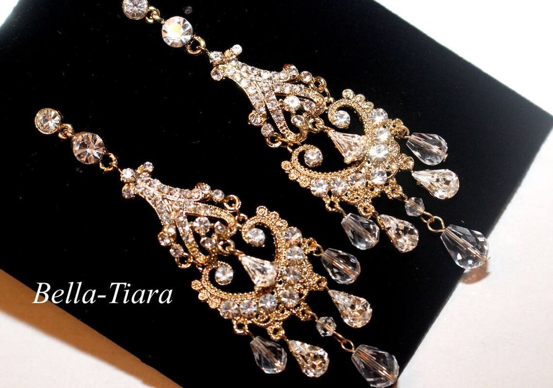 Lotte - Swarovski chandelier bridal earrings