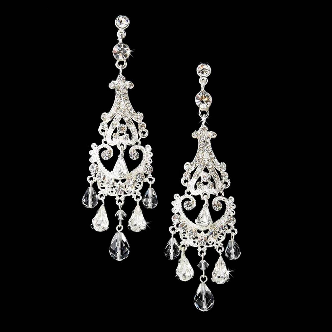 Lotte - Swarovski chandelier bridal earrings