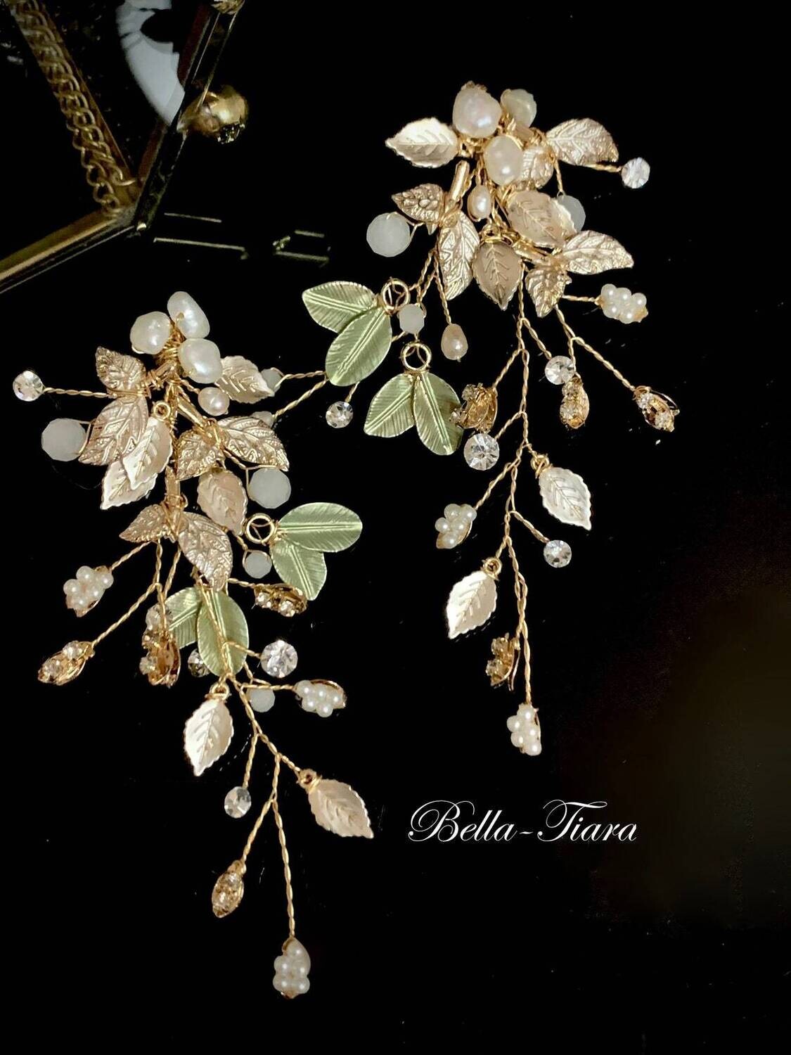 Tyler Long drop crystal vine flower opal earrings