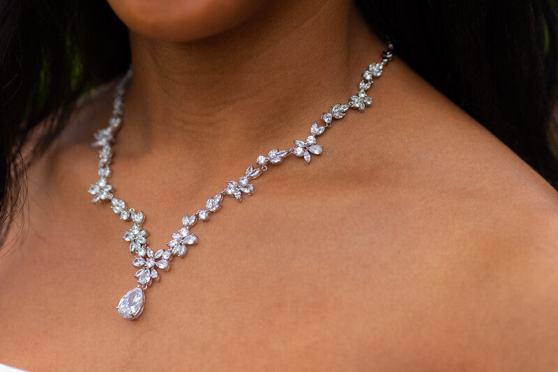 Darcy - Gorgeous CZ vine wedding necklace set