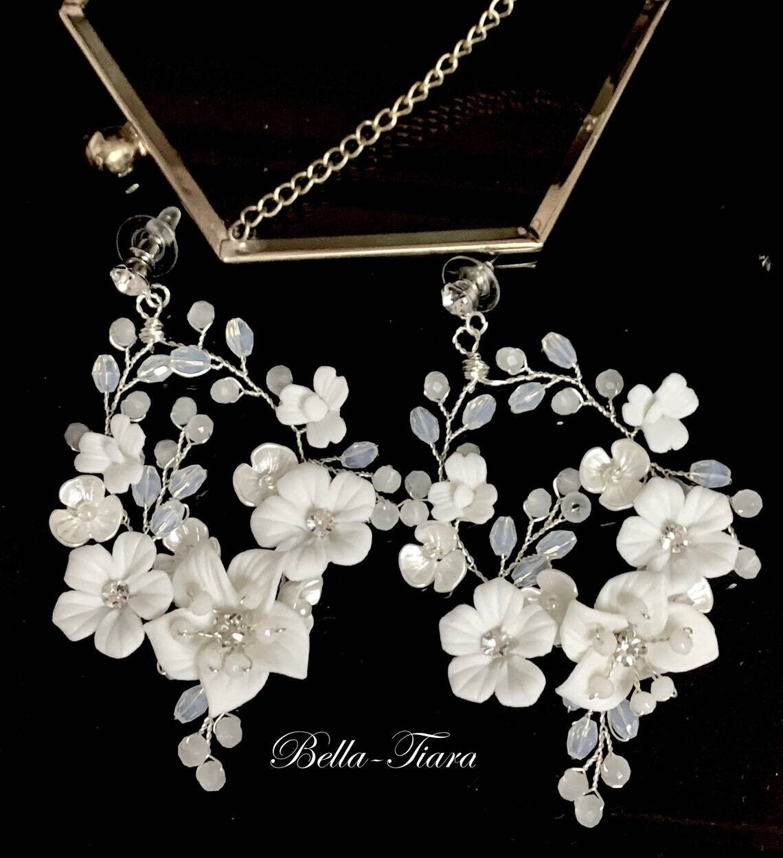 Marisa - Gorgeous crystal flower bridal earrings
