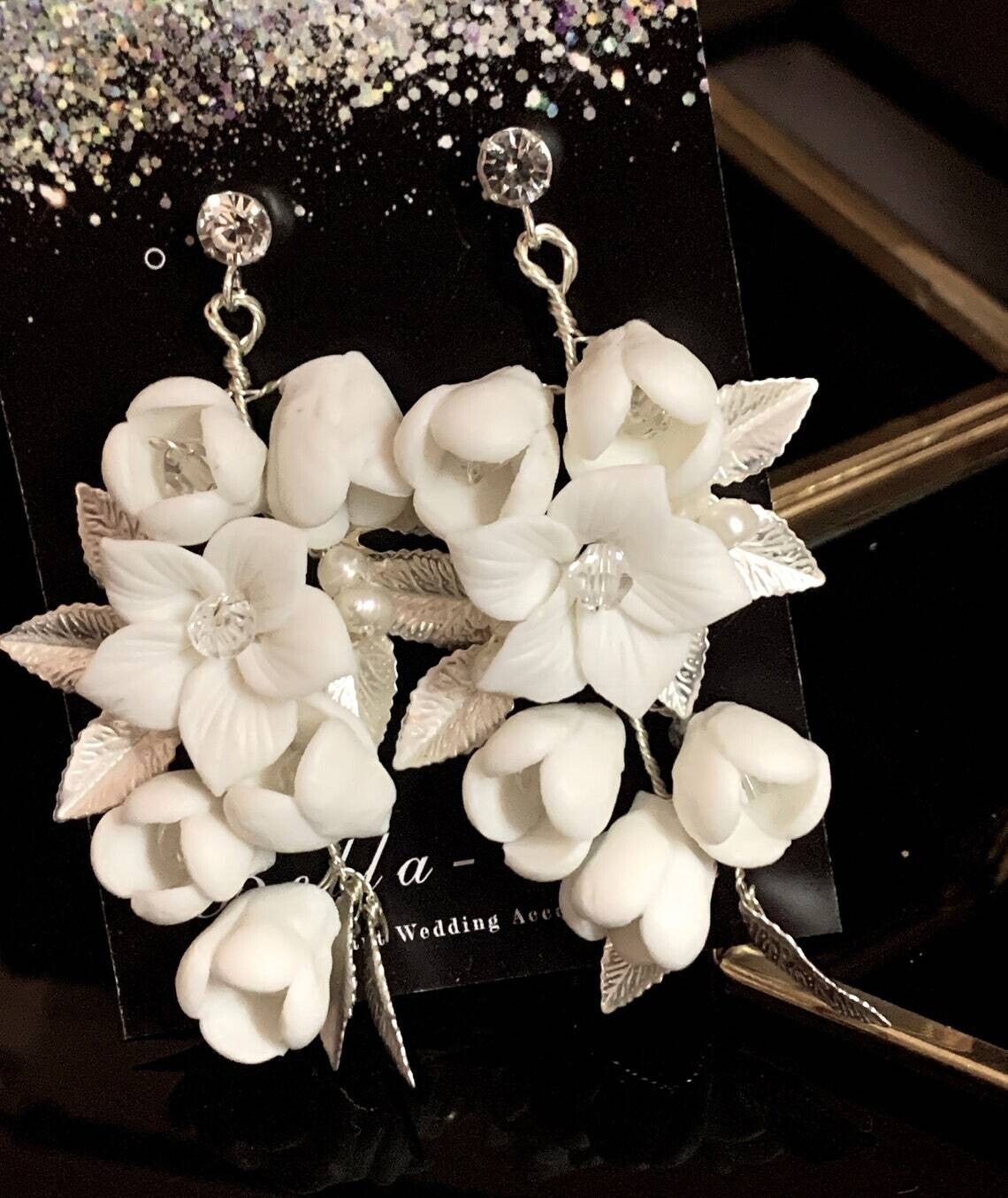 Emma - Floral bridal earrings
