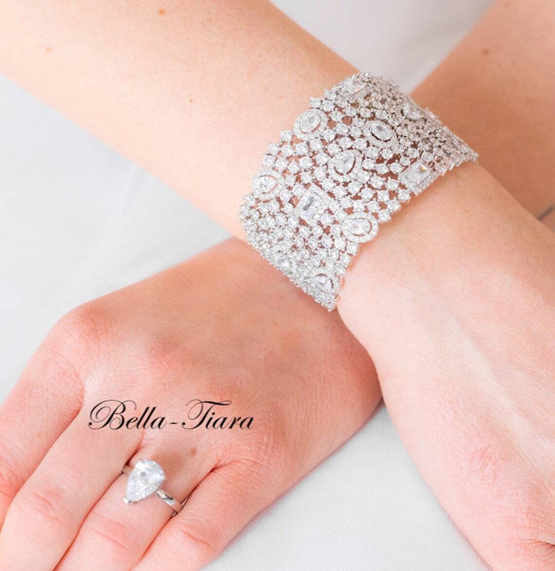 Giorgina - Exquisite CZ bridal cuff bracelet