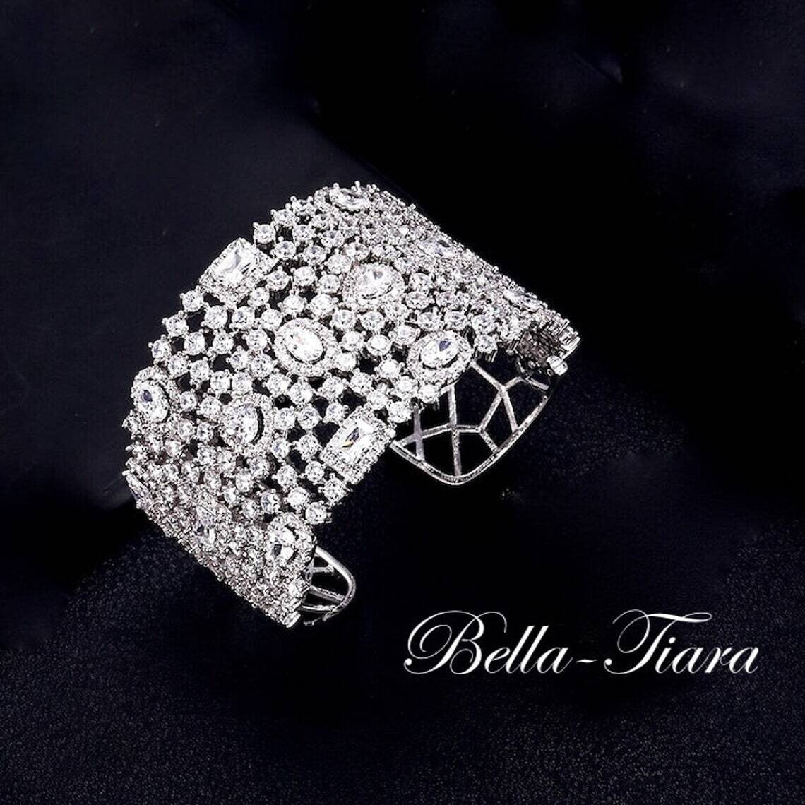 Giorgina - Exquisite CZ bridal cuff bracelet