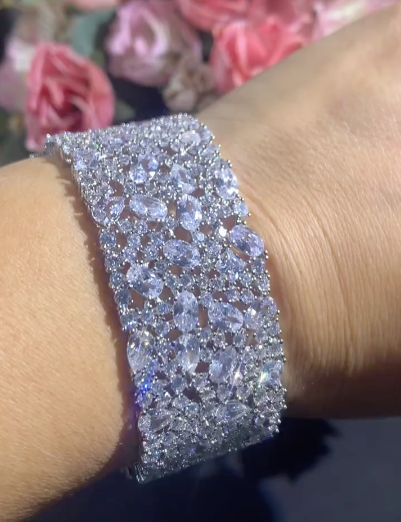 Lauriana - Glamorous Swarovski crystal cuff wedding bracelet