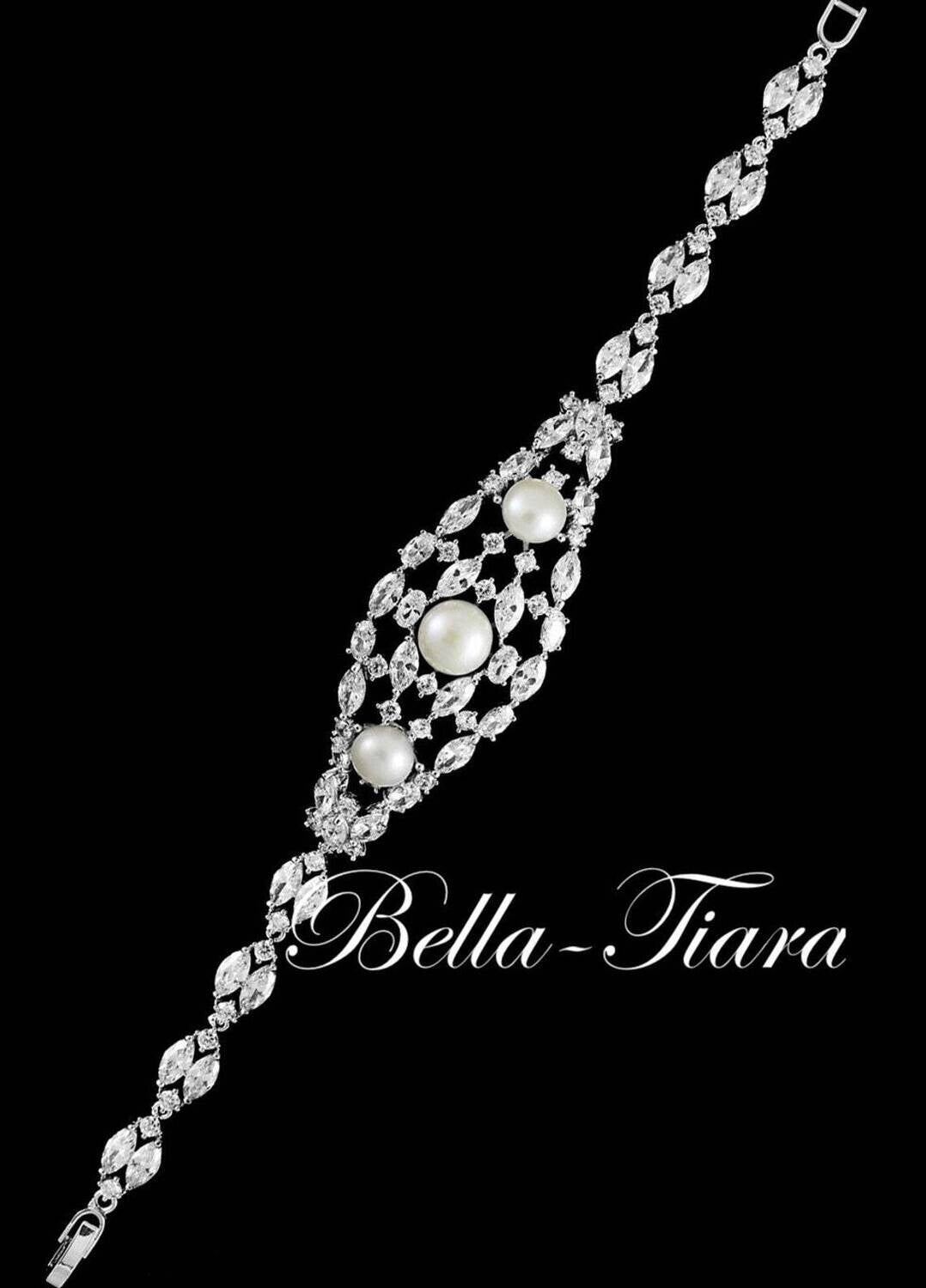 Nilda Couture CZ wedding pearl bracelet