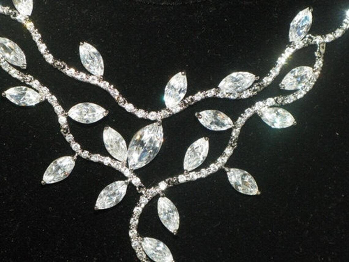 Josanne - Gorgeous CZ vine bridal necklace set