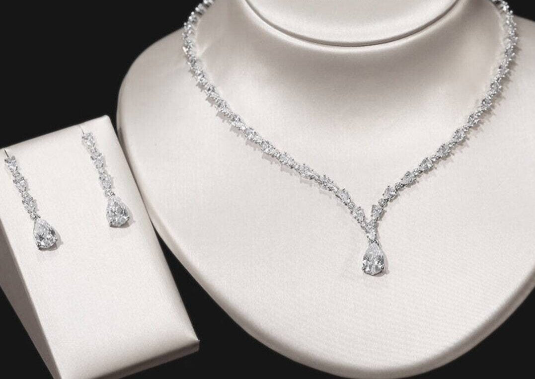 Nadelina- Exquisite and elegant 3 pcs CZ wedding necklace set
