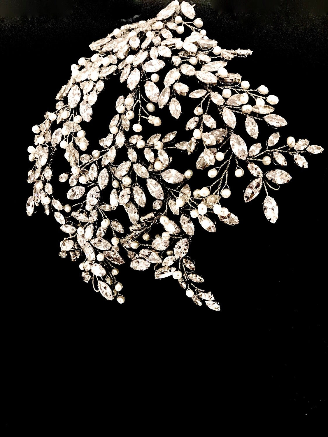 Savia - Swarovski pearl and crystal wedding headpiece