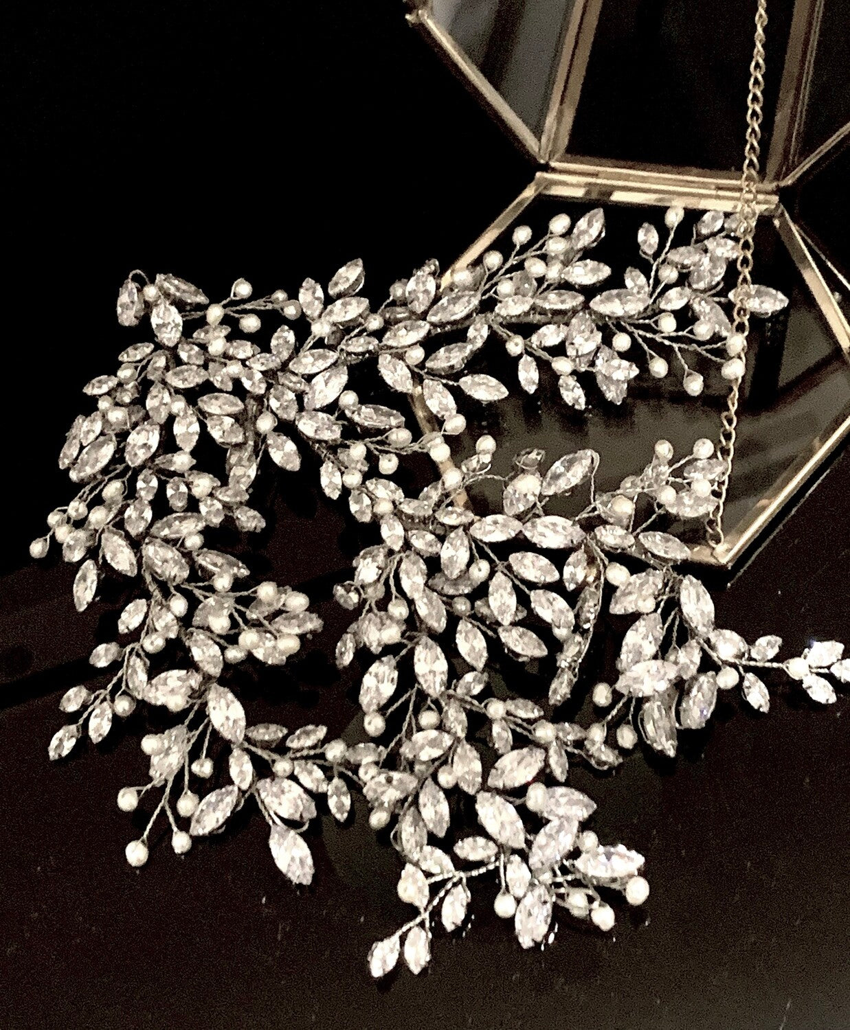 Alison - Crystal hairpiece side vine wedding headpiece