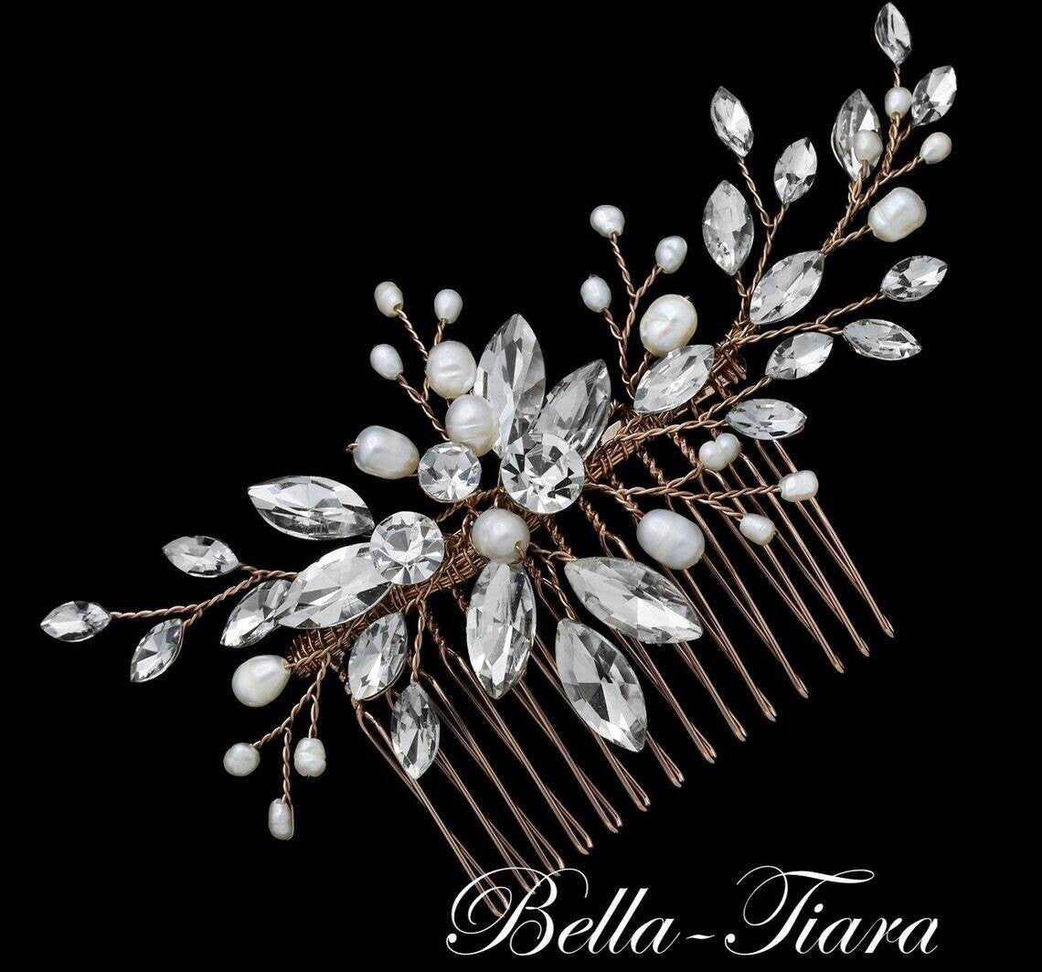 Romantica - Timeless Crystal and pearl wedding comb