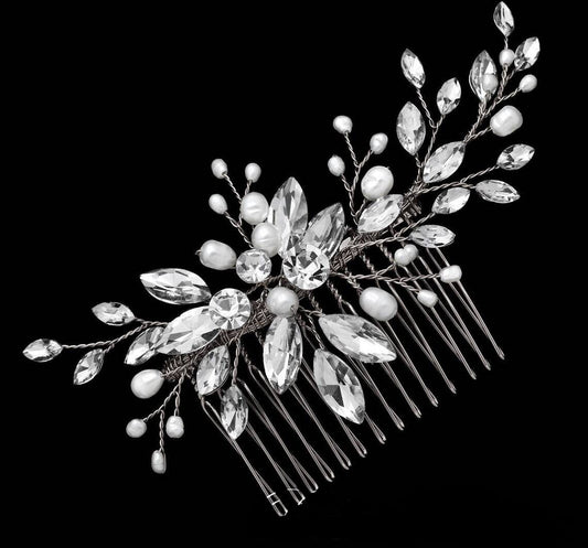 Romantica - Timeless Crystal and pearl wedding comb