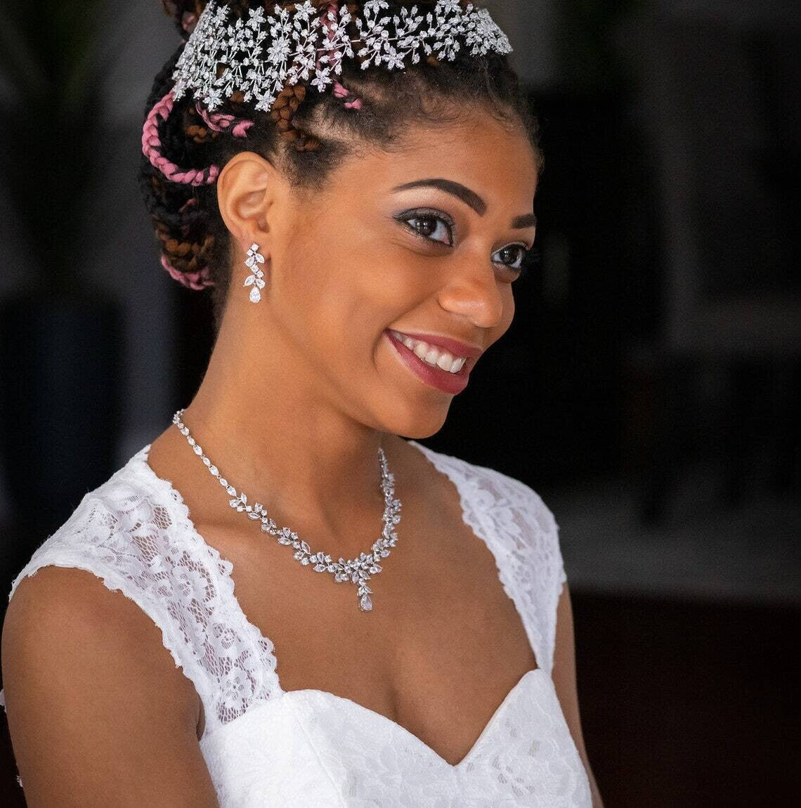Nola - Stunning CZ vine bridal necklace set