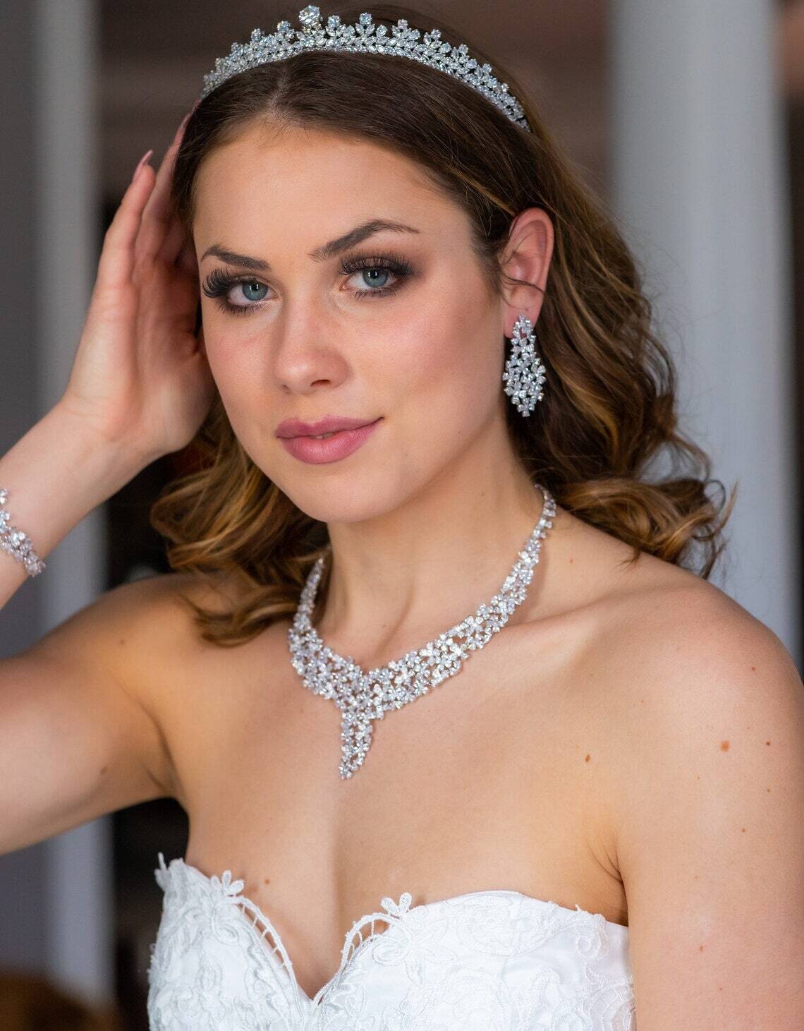 Irene - CZ vine 3pcs Statement necklace set