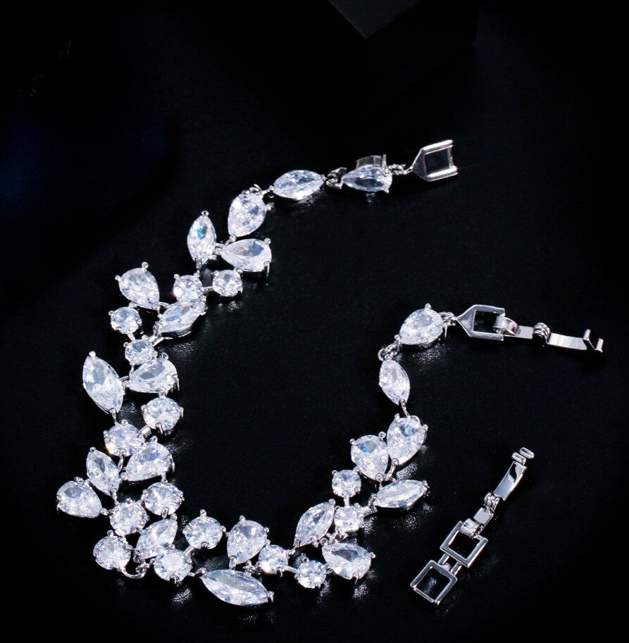 Nola - Stunning CZ vine bridal necklace set