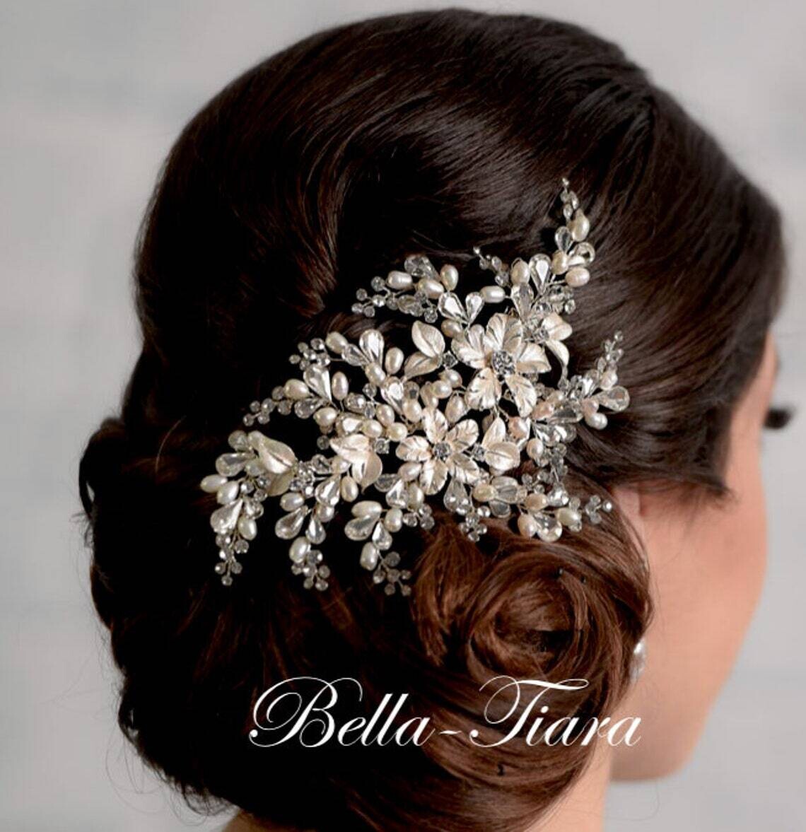 Elissa - Crystal and Pearl wedding hair comb