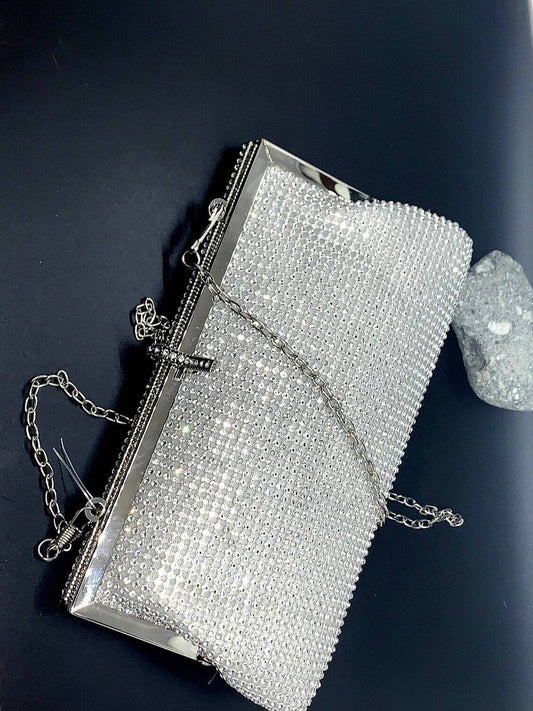 Clarissa -  Rhinestone Elegant bridal crystal clutch bag