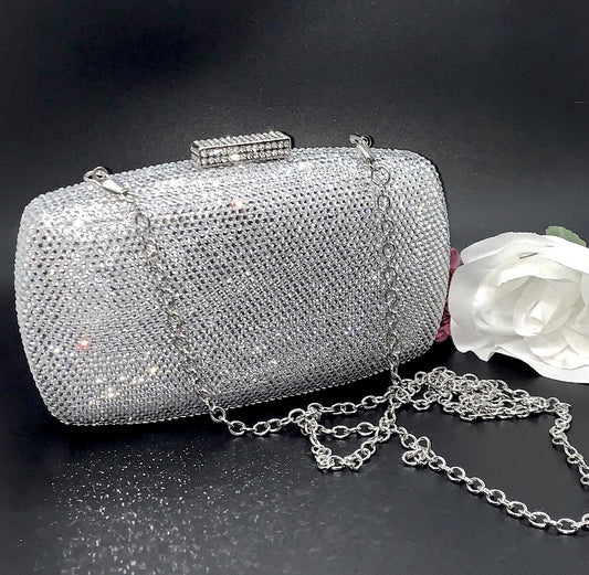 Bianca - Swarovski Crystal Silver Clutch Purse