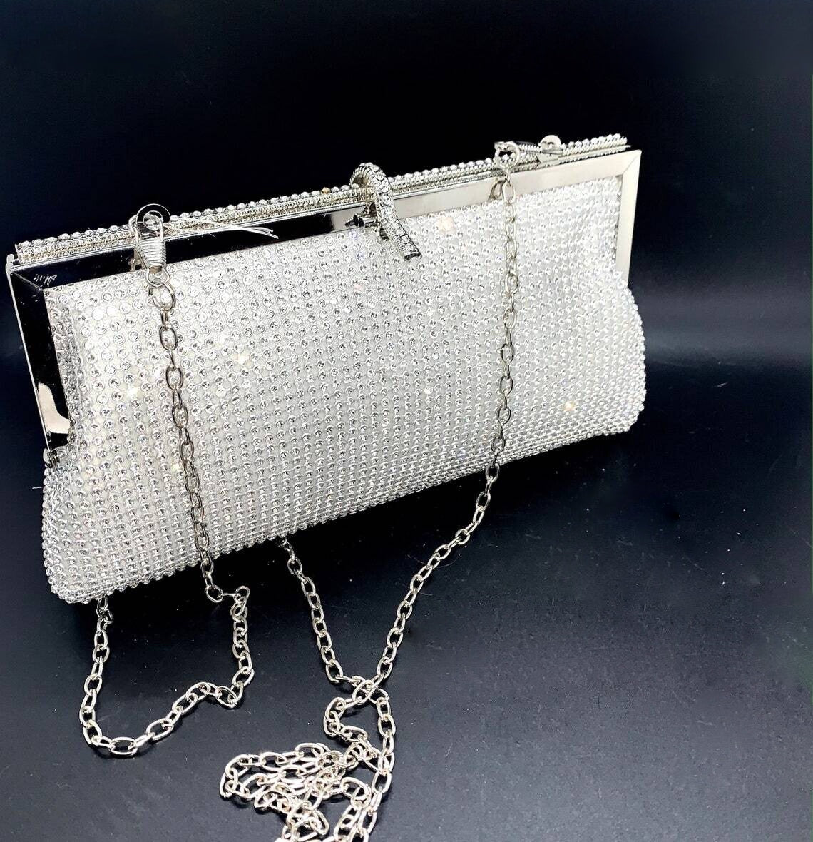 Clarissa -  Rhinestone Elegant bridal crystal clutch bag