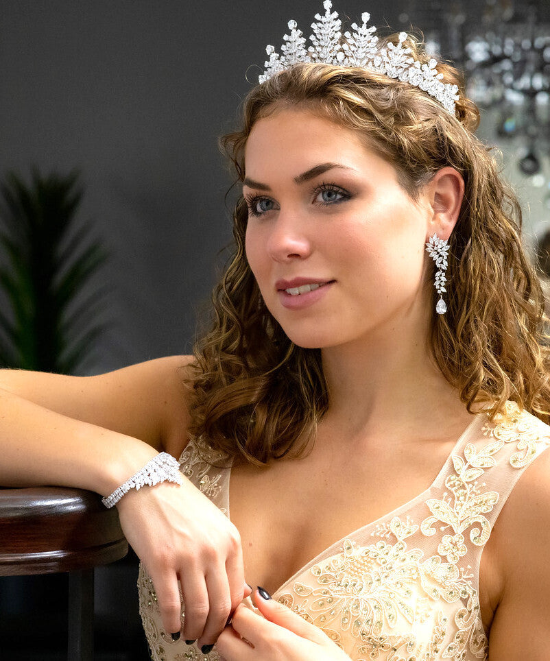 Rachella - Swarovski crystal drop long bridal earrings