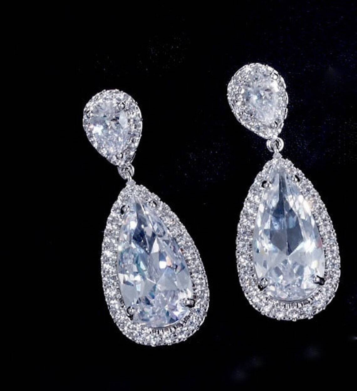 Lissa - CZ Bridal Earrings and bridal bracelet set