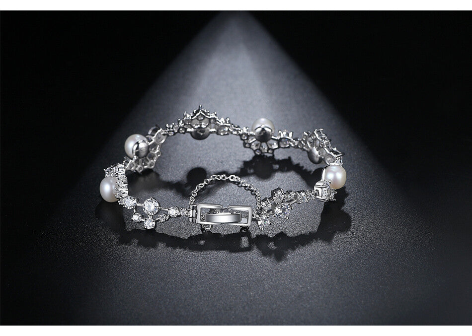 Venice Couture CZ pearl bridal bracelet