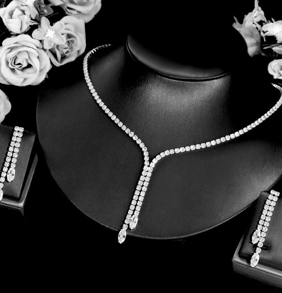 Ashley - Elegant crystal drop bridal jewelry set