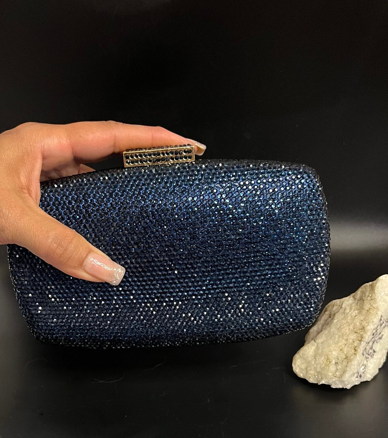 Navy, Swarovski navy blue crystal evening purse clutch